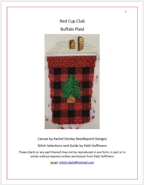 Red Cup- Buffalo Plaid Stitch Guide and Thread Kit