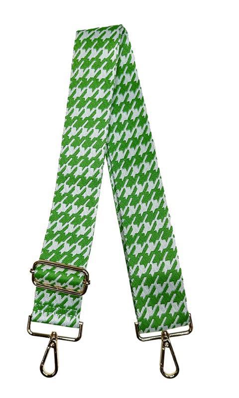 2" Houndstooth Adjustable Bag Strap - Apple Green/White