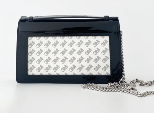 The Everyday Clutch - patent leather black & silver chain