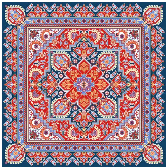 PO 22A - Heriz with Second Border Red/White/Blue