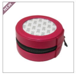 PE 4" Round Leather Case Hot Pink