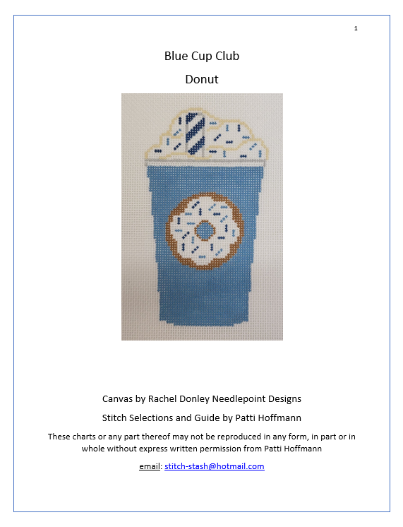 334 Blue Cup Stitch Guide- Donut- Stitch Guide and Thread Kit