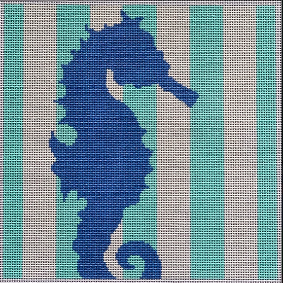SQ61 Seahorse Stencil on Aqua