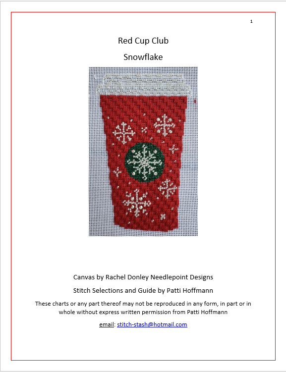236B Red Cup Stitch Guide- Snowflake- Stitch Guide and Thread Kit