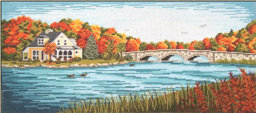 2401  Autumn Bridge & River Scene (Connecticut)