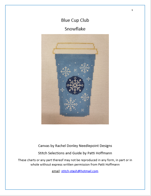 336 Blue Cup Stitch Guide- Snowflake- Stitch Guide and Thread Kit