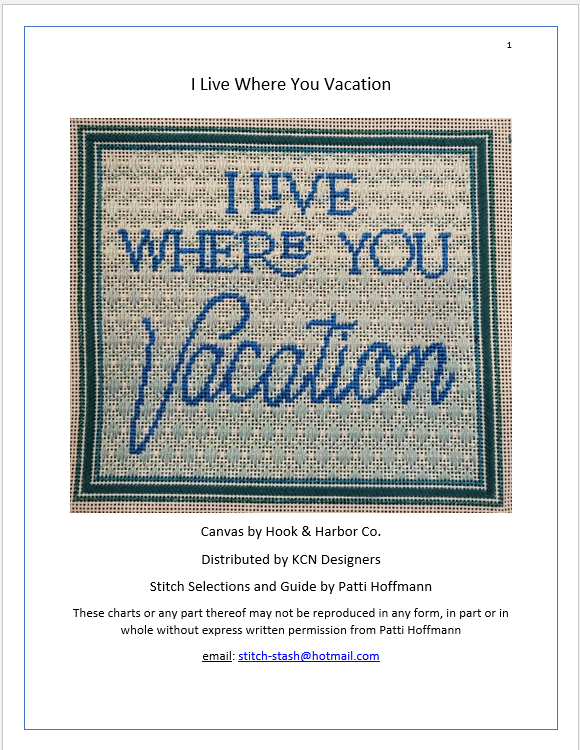 I Live where You Vacation Stitch Guide and Thread Kit