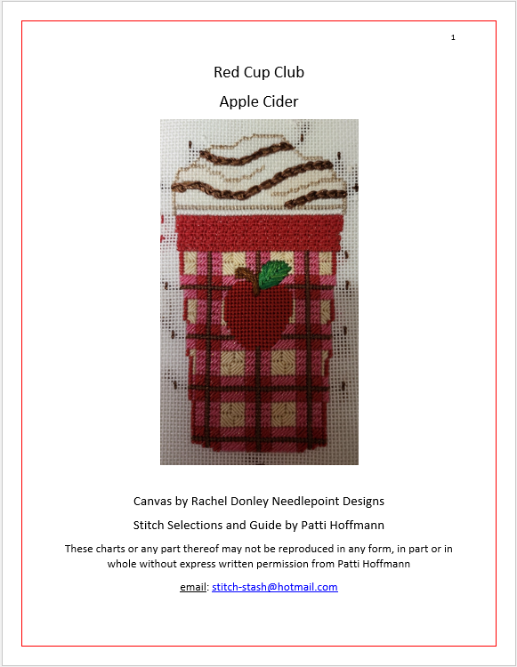 322 Red Cup Stitch Guide- Apple Cider- Stitch Guide and Thread Kit