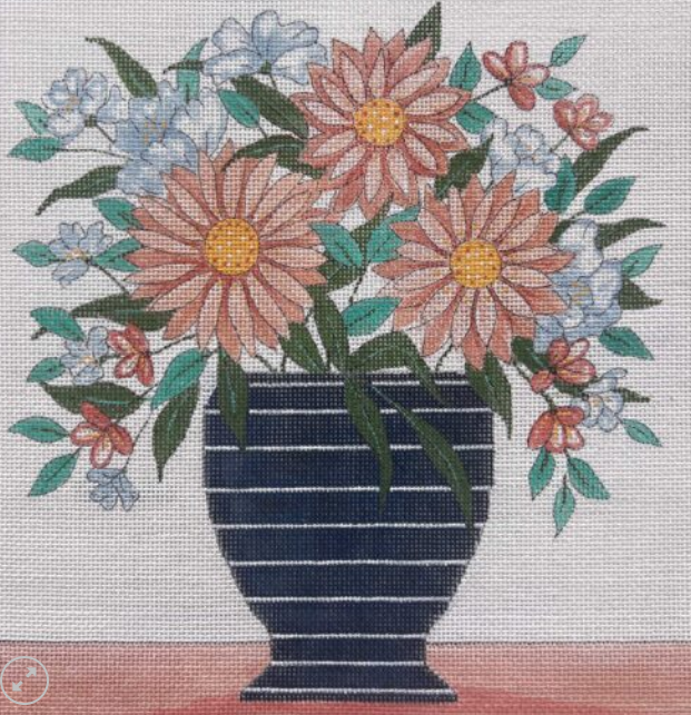4586 Pink Daisy Stripes Vase