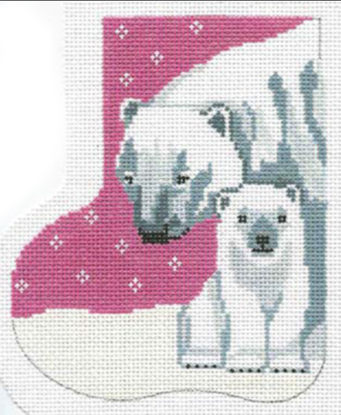 C801 Pink Polar Bear and Baby Mini Sock