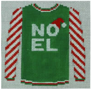 KKO199L Noel on green w/red stripe sleeves