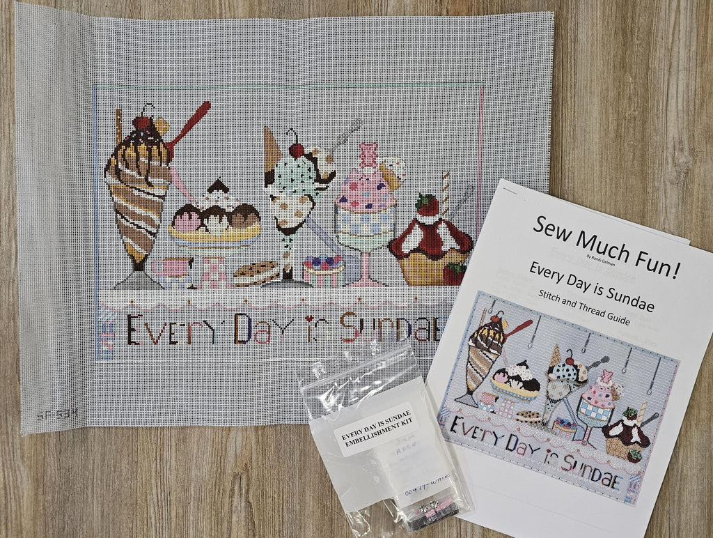 Every Day Is Sundae Canvas with Stitch Guide & Embellishment Kit