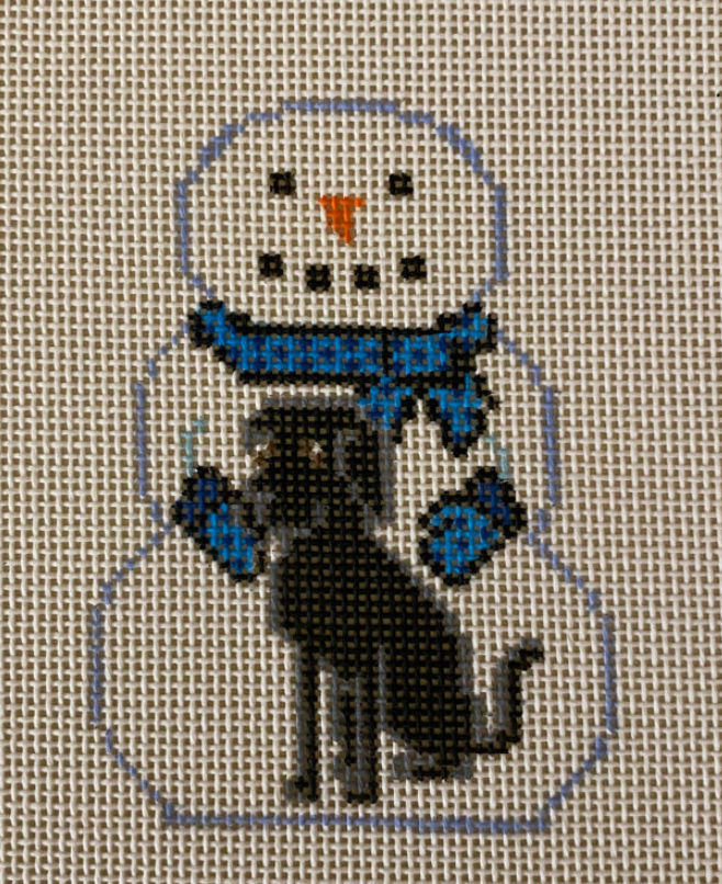 KCD1420- Snowman with Black Lab | Stitch-Stash