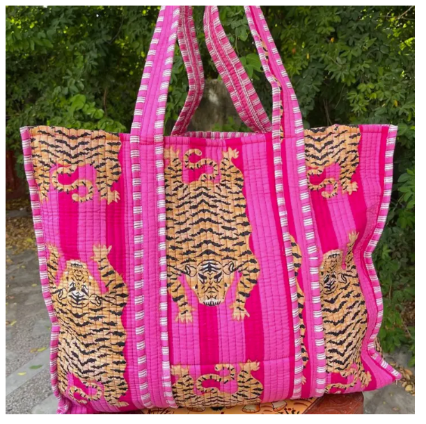 Cotton quilted tote bags best sale