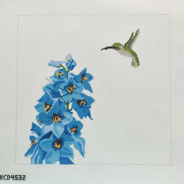 KCD4532 Hummingbird with Blue Flowers