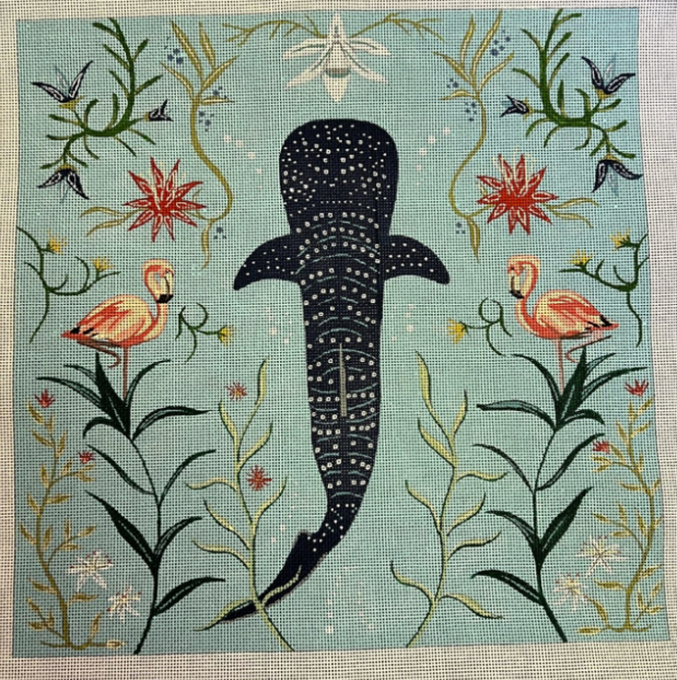 Anne Thomsen EA Whale Shark with Botanicals Background