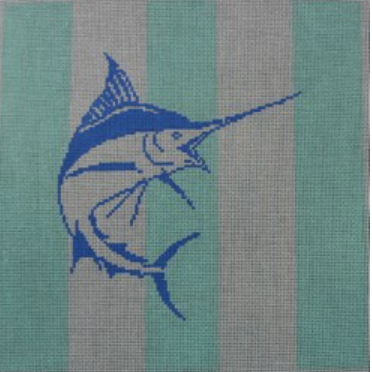 KKP143 Blue Marlin on Mint Stripes