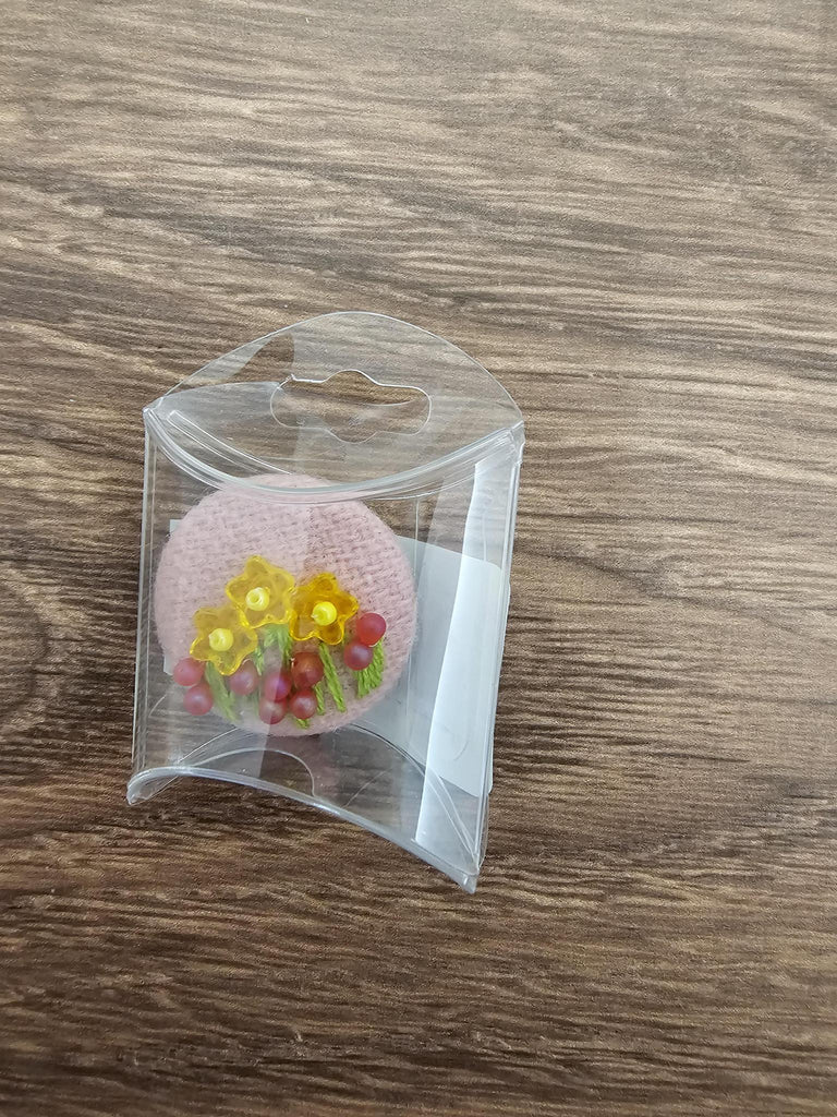 Flowers on pink wool button magnet