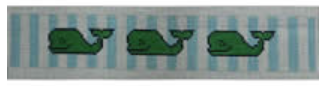 KKF02D Happy green whales on blue