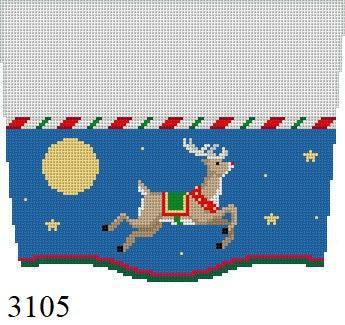 SR3105 Stocking Cuff, Flying Reindeer