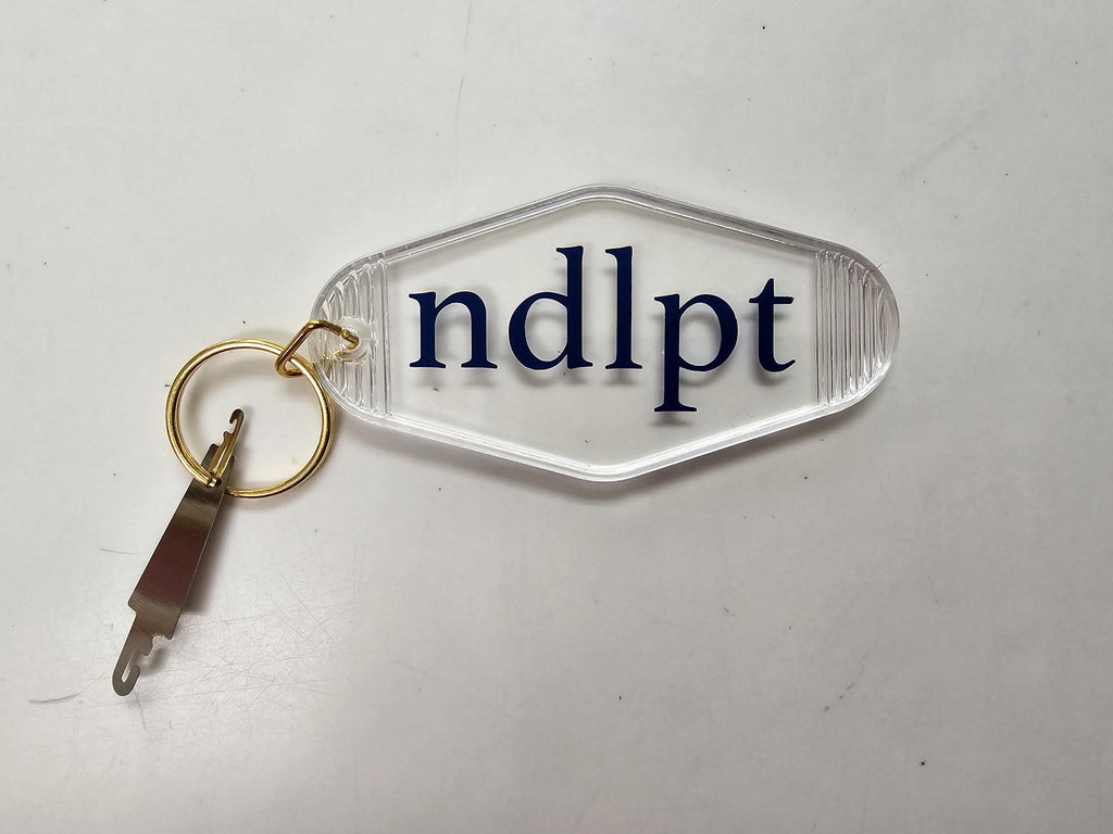 NDLPT key chain blue on clear