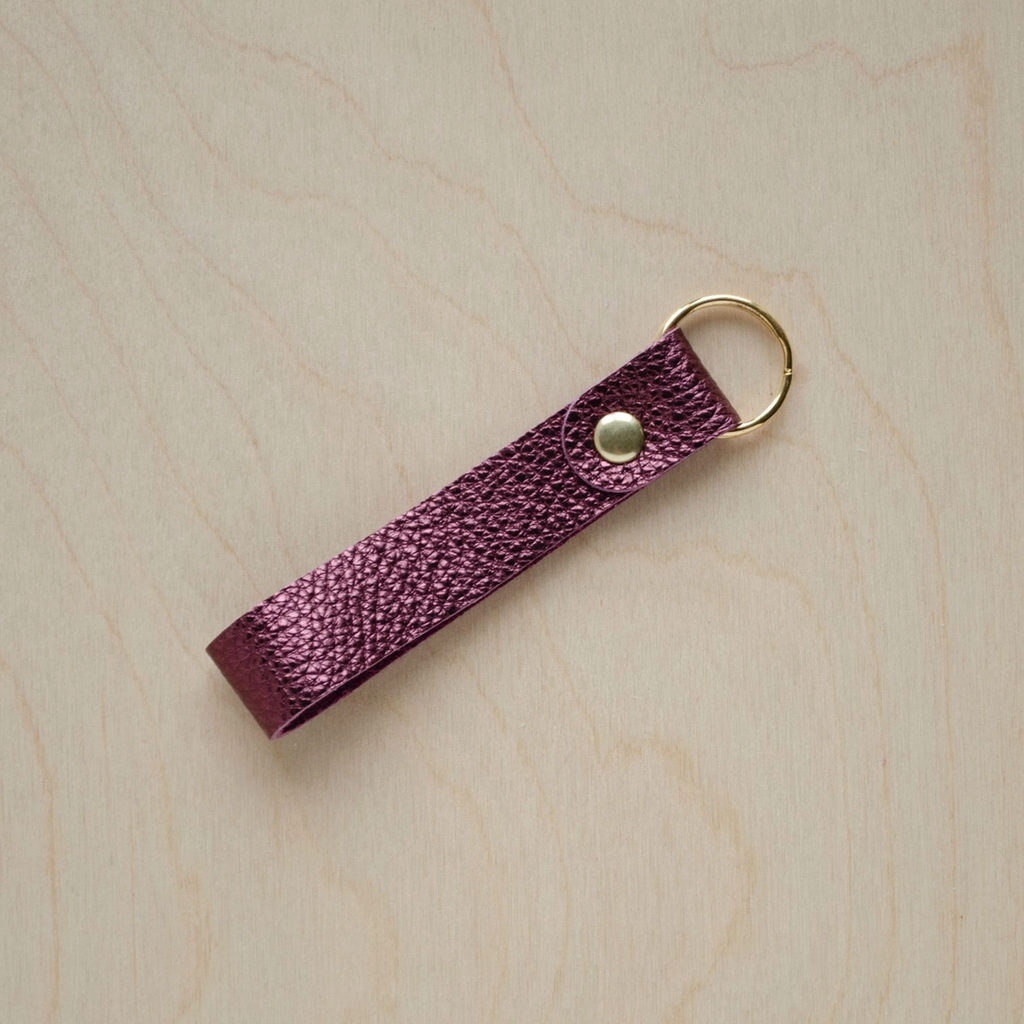 Loop Leather Keyring-Metallic Rose