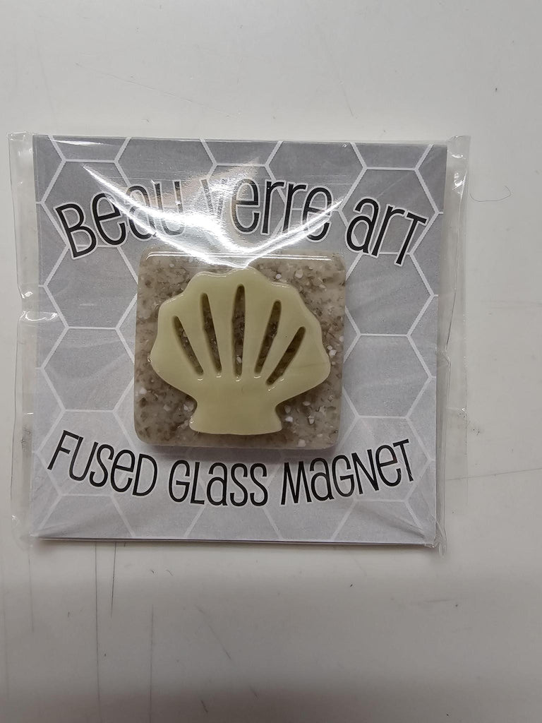 BVA Shell on sand fused glass magnet