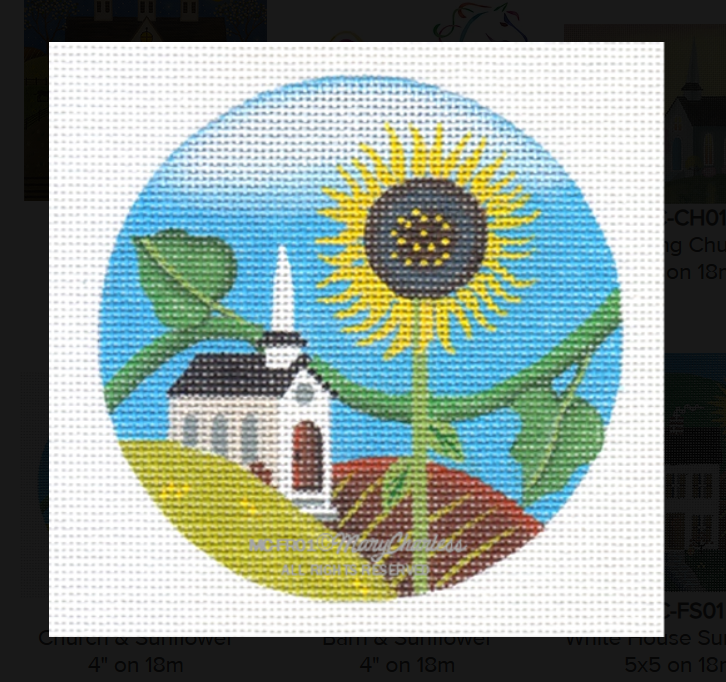 MCFR01 Folk Art Round: Church & Sunflower