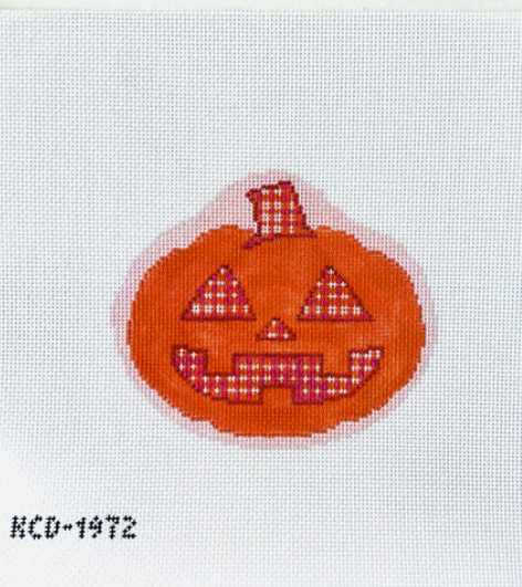 KCD1972 Plaid Pumpkin Ornament-Pink