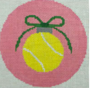 KK0202C Tennis Ball with Green Bow on Pink