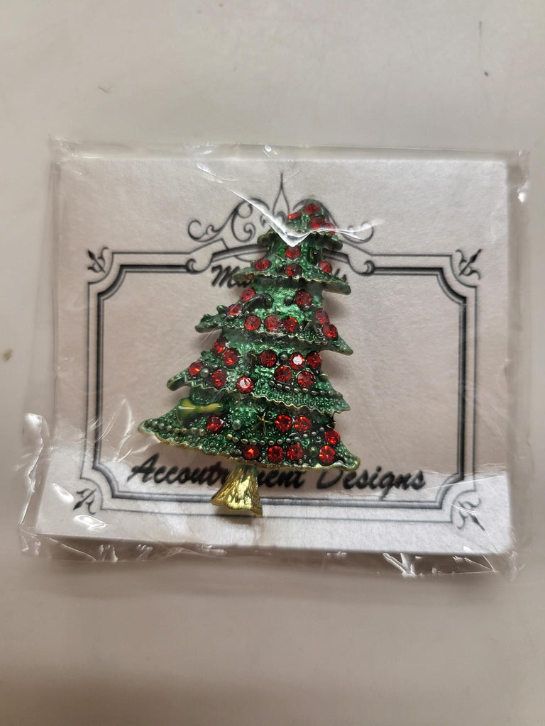 Christmas tree with red rhinestones magnet