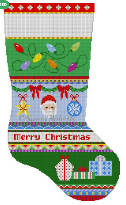 3262 Bold Stripe Lights, Ornaments, Presents, stocking