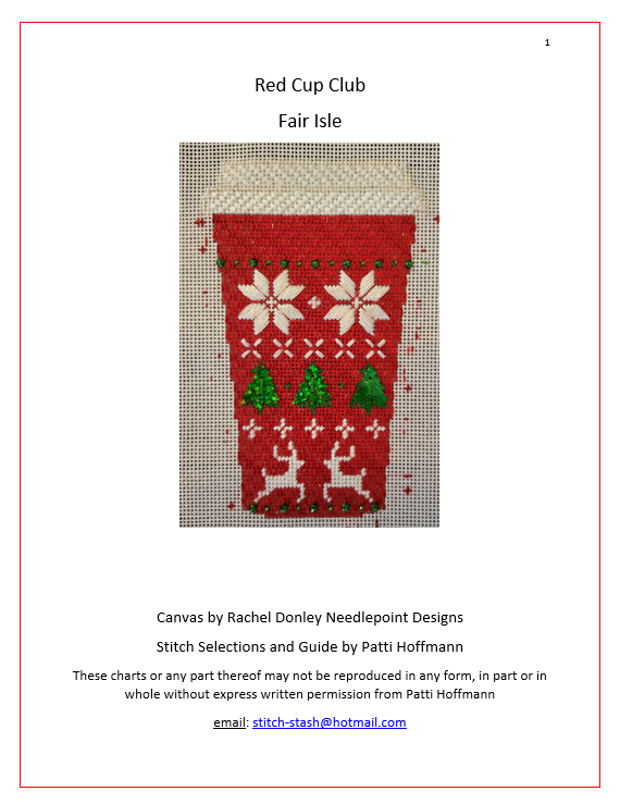 233 Red Cup Stitch Guide- Fair Isle- Stitch Guide and Thread Kit
