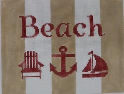 KKSG2 Beach with Adirondack chair, anchor, and sailboat - Red, Khaki, White