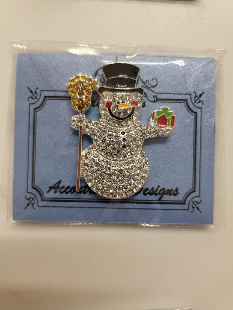 Rhinestone snowman with gift magnet