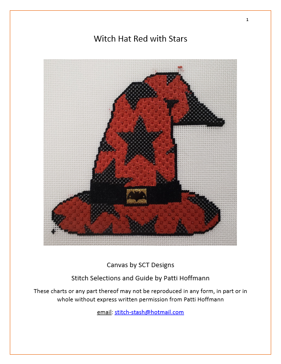 Witch Hat Red with Stars - Stitch guide and thread kit