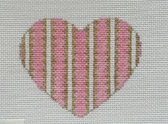 Striped Gold Heart- Pink