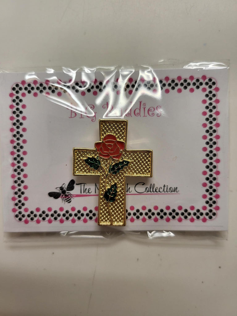 Cross with rose magnet