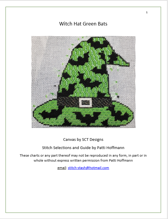 Witch Hat Green Bats - stitch guide and thread kit