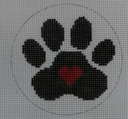 KKO146 Black Paw with Red Heart within