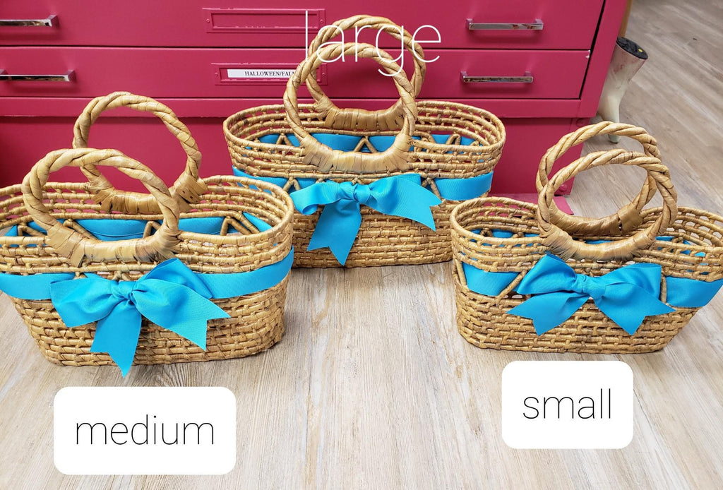 Straw Tote- Turquoise Small