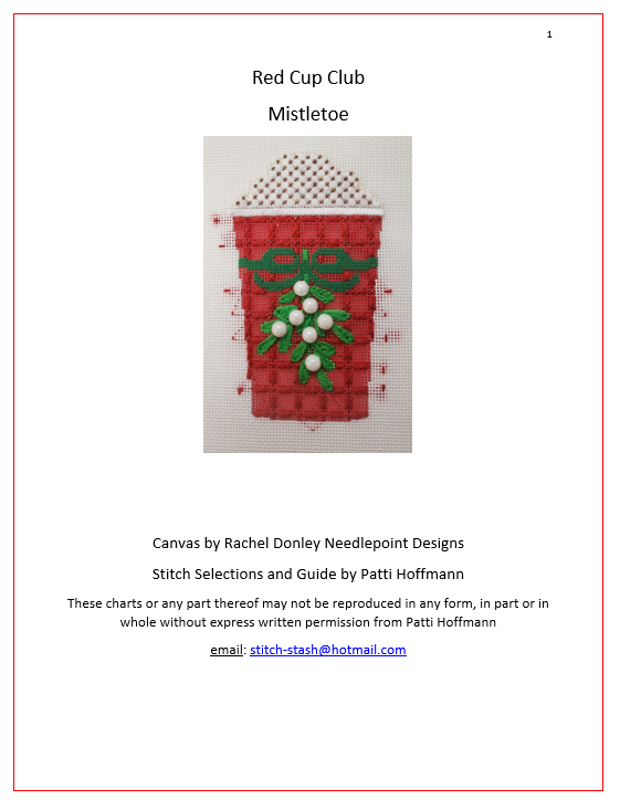 237 Red Cup Stitch Guide- Mistletoe- Stitch Guide and Thread Kit