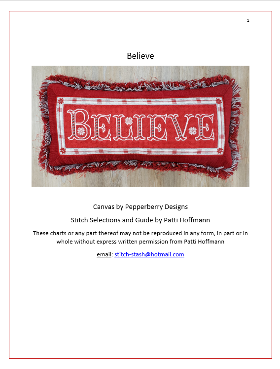 Believe - stitch guide and thread kit