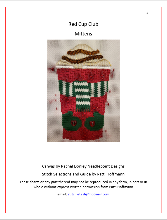 235 Red Cup Stitch Guide- Mittens- Stitch Guide and Thread Kit